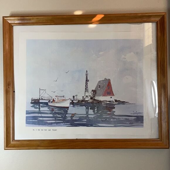 Paul Loring Old Gull Rock Light, Newport Matted and Framed Print - Picture 14 of 16